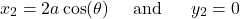 \[x_{2} = 2a\cos(\theta)\ \ \ \ \text{and}\ \ \ \ \ y_{2} = 0\]