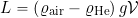\[ L = \left( \varrho_{\rm air} - \varrho_{\rm He} \right) g {\cal{V}} \]