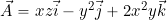 Rendered by QuickLaTeX.com \vec{A} = xz \vec{i} - y^2 \vec{j} + 2 x^2y \vec{k}