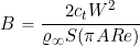 \[ B = \frac{2 c_t W^2}{\varrho_{\infty} S (\pi AR e)} \]