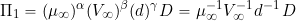 \[ \Pi_{1} = (\mu_{\infty})^{\alpha} (V_{\infty})^{\beta} (d)^{\gamma} D = \mu_{\infty}^{-1} V_{\infty}^{-1} d^{-1} \, D \]
