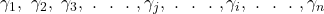 \gamma_{1},\ \gamma_{2},\ \gamma_{3},\ .\ \ .\ \ .\ ,\gamma_{j},\ .\ \ .\ \ .\ ,\gamma_{i},\ .\ \ .\ \ .\ ,\gamma_{n}