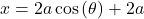 \[x = 2a\cos{(\theta) + 2a}\]