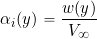 \begin{equation*} \alpha_i (y) = \frac{w(y)}{V_{\infty}} \end{equation*}
