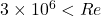 3 \times 10^{6} < Re