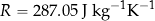 R = 287.05 \, \text{J kg}^{-1} \text{K}^{-1}