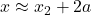 x \approx x_{2} + 2a