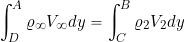 \begin{equation*} \int_{D}^{A}\varrho_{\infty}V_{\infty}dy = \int_{C}^{B} \varrho_{2} V_{2} dy \end{equation*}