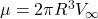 \mu = 2\pi R^{3}V_{\infty}