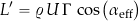 \begin{equation*} L' = \varrho\,U\,\Gamma\,\cos \bigl(\alpha_{\rm eff}\bigr) \end{equation*}