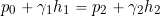 \[ p_0 + \gamma_1 h_1 = p_2 + \gamma_2 h_2 \]