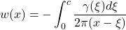 \[w(x) = - \int_{0}^{c}\frac{\gamma(\xi)d\xi}{2\pi(x - \xi)}\]