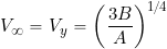 \begin{equation*} V_{\infty} = V_y = \left( \frac{3B}{A} \right)^{1/4} \end{equation*}