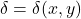 \delta = \delta(x,y)