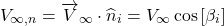 \[V_{\infty,n} = {\overrightarrow{V}}_{\infty} \cdot {\widehat{n}}_{i} = V_{\infty}\cos\left\lbrack \beta_{i} \right\rbrack\]
