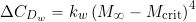 \begin{equation*} \Delta C_{D_{w}} = k_w \left( M_{\infty} - M_{\rm crit} \right)^4 \end{equation*}