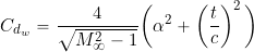 \begin{equation*} C_{d_{w}} = \frac{4}{\sqrt{M_{\infty}^2 - 1}} \bigg( \alpha^2  + \left( \frac{t}{c} \right)^2 \bigg) \end{equation*}