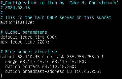 DHCP configuration
