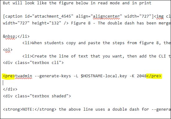 A snapshot of the instructions