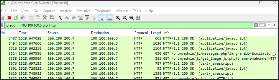 Results of narrow wireshark filter