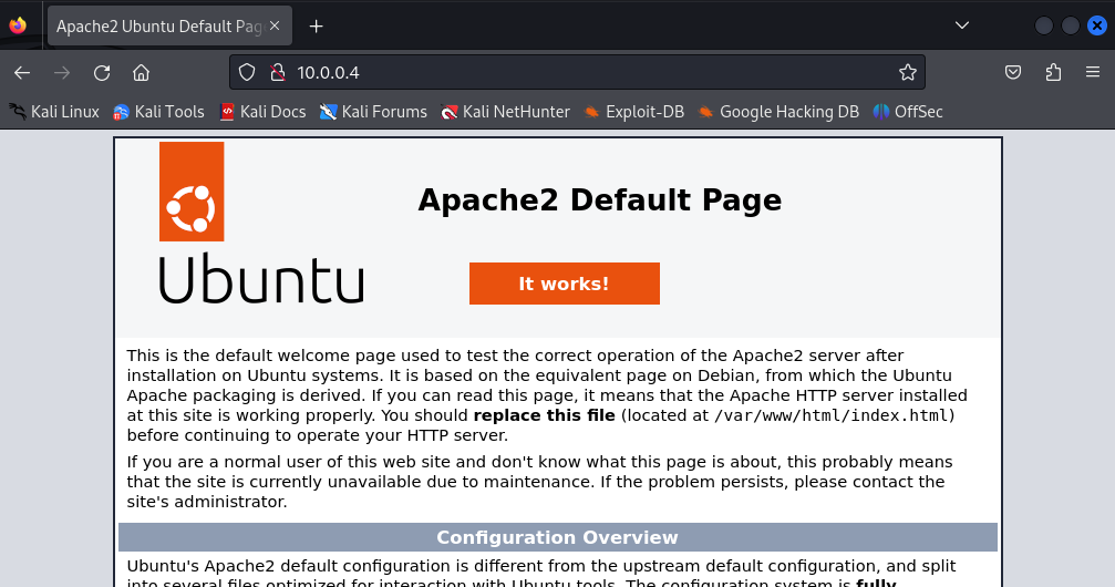 Picture of Apache Default Website