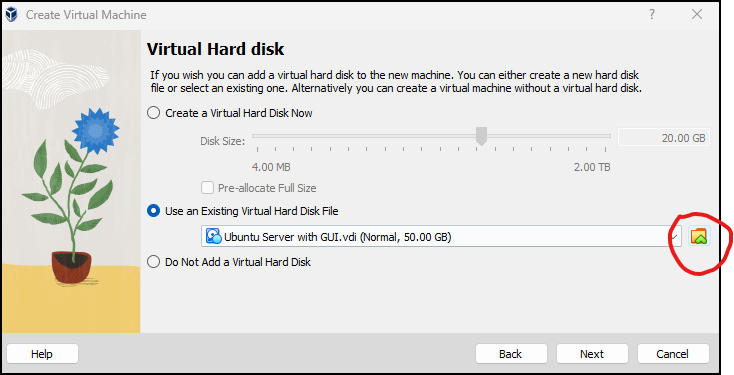 Picture of Virtual Hard Disk Selection