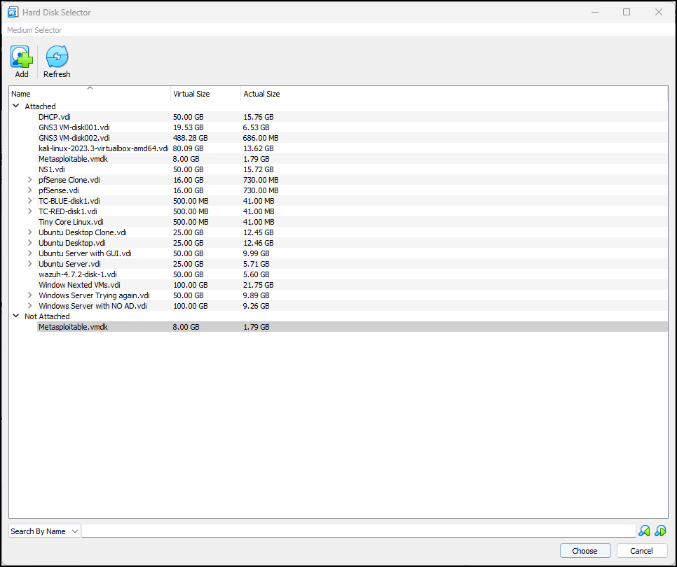 Selection of the Metasploitable Virtual Hard Disk File