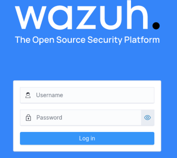 Wazuh login screen