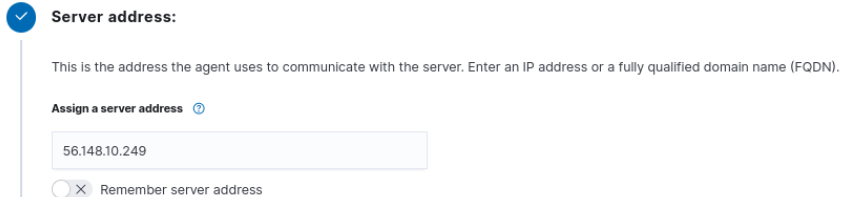 Showing the input of the Wazuh VM address