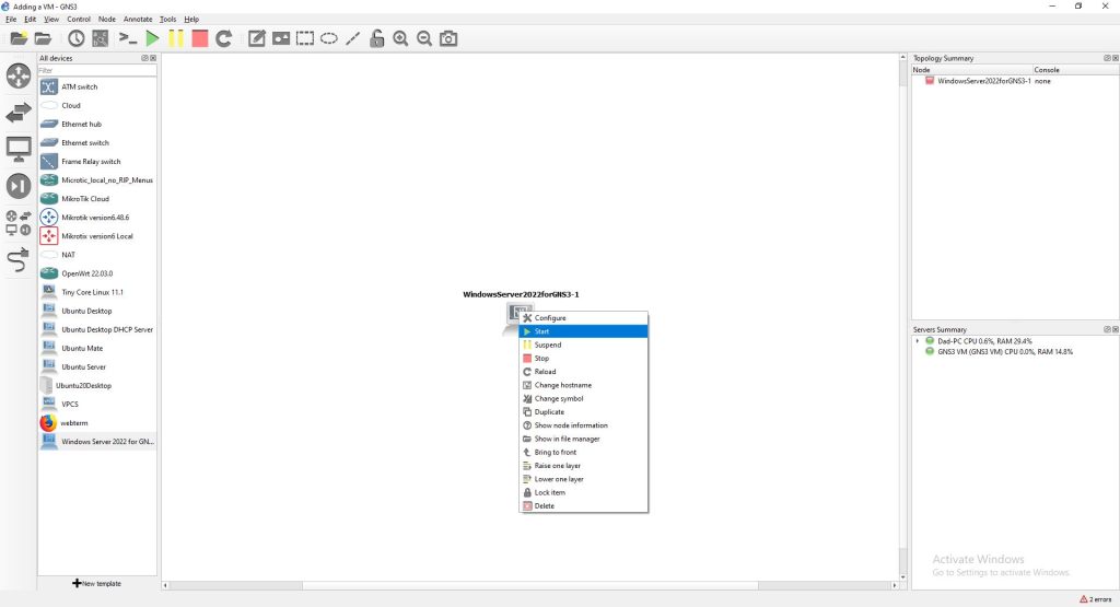 Screenshot of command
