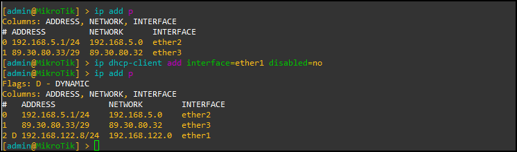 Screenshot of commands