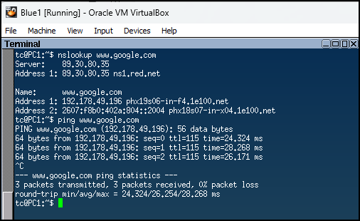 Screenshot of nslookup