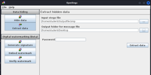 Screenshot of Extracting Data using OpenStego