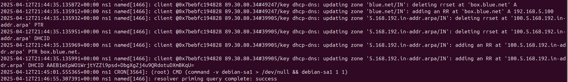 Screenshot of logs using tail command