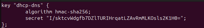Screenshot of dhcp-dns TSGI key