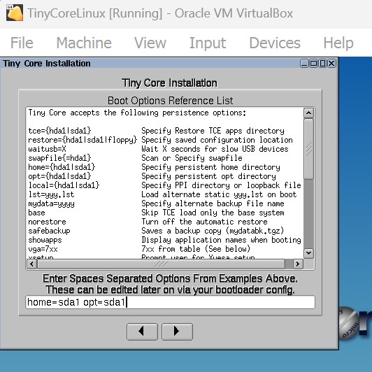 Screenshot of commands