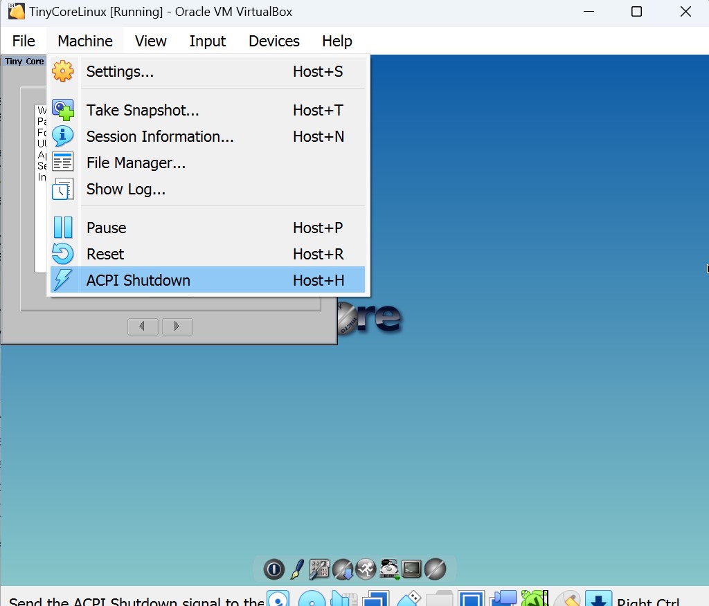 Screenshot of commands