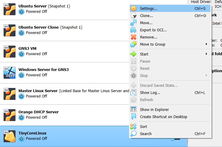 Screenshot of commands