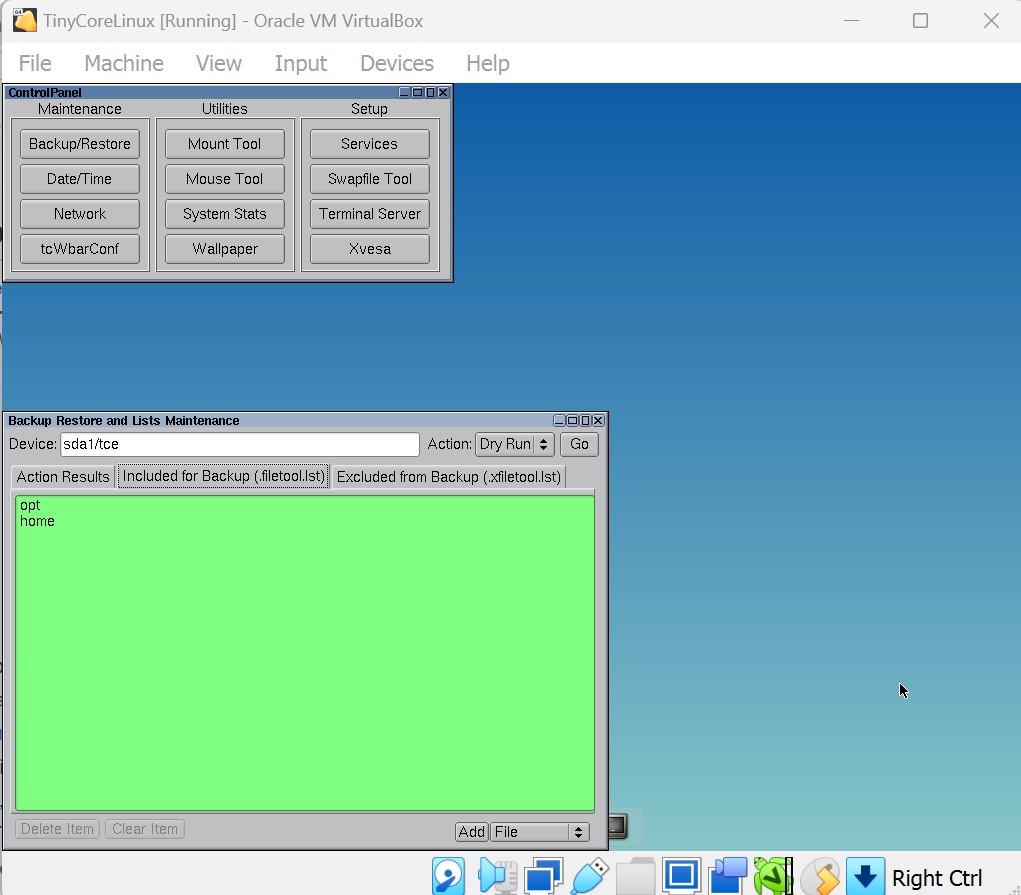 Screenshot of commands