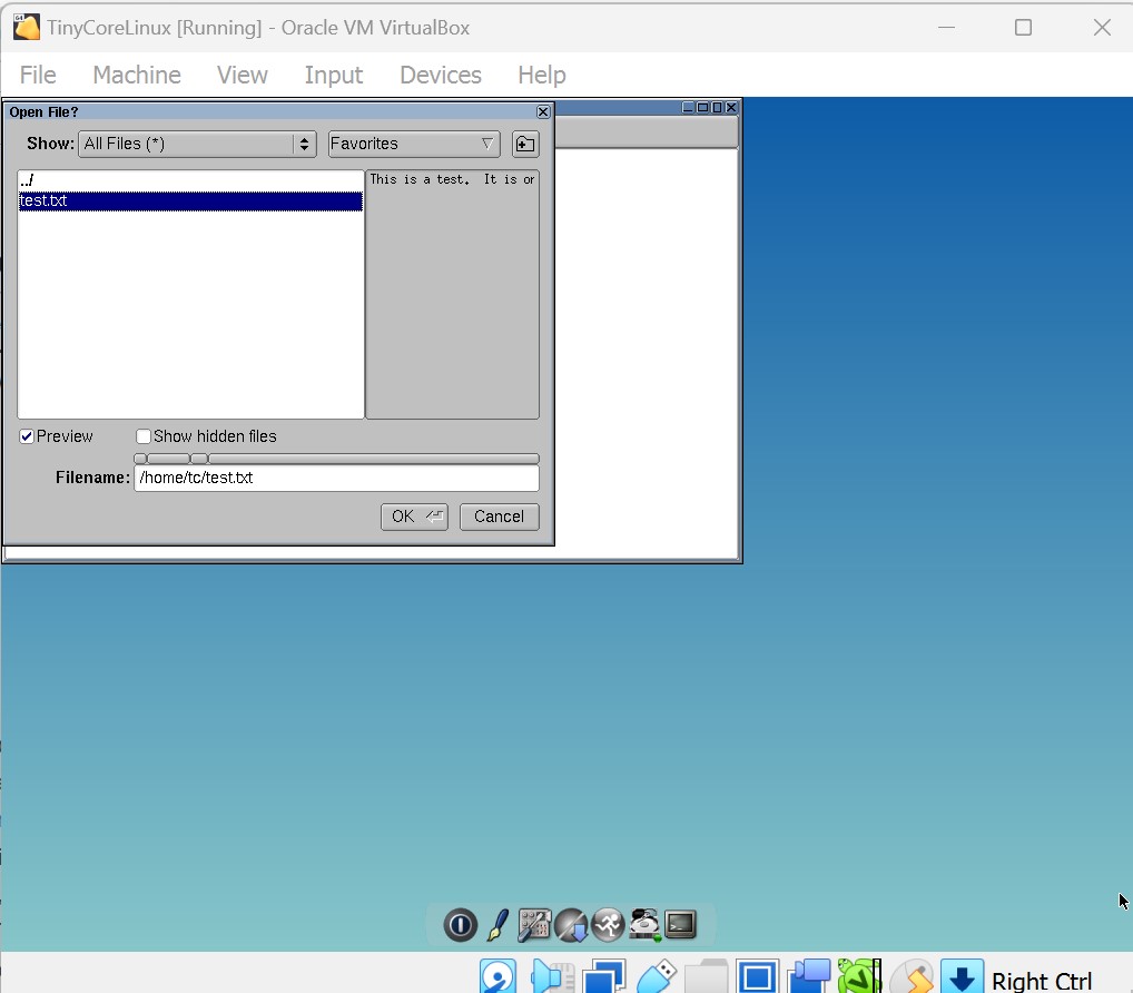 Screenshot of commands