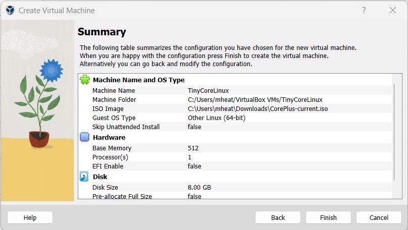 Screenshot of commands