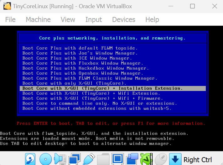 Screenshot of commands