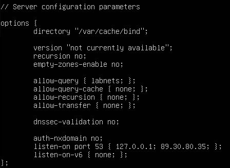 Screenshot of commands