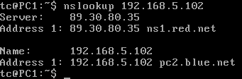 Screenshot of reverse dnslookup results