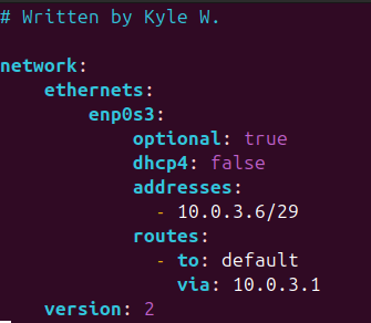 Screenshot of the yaml file configuration