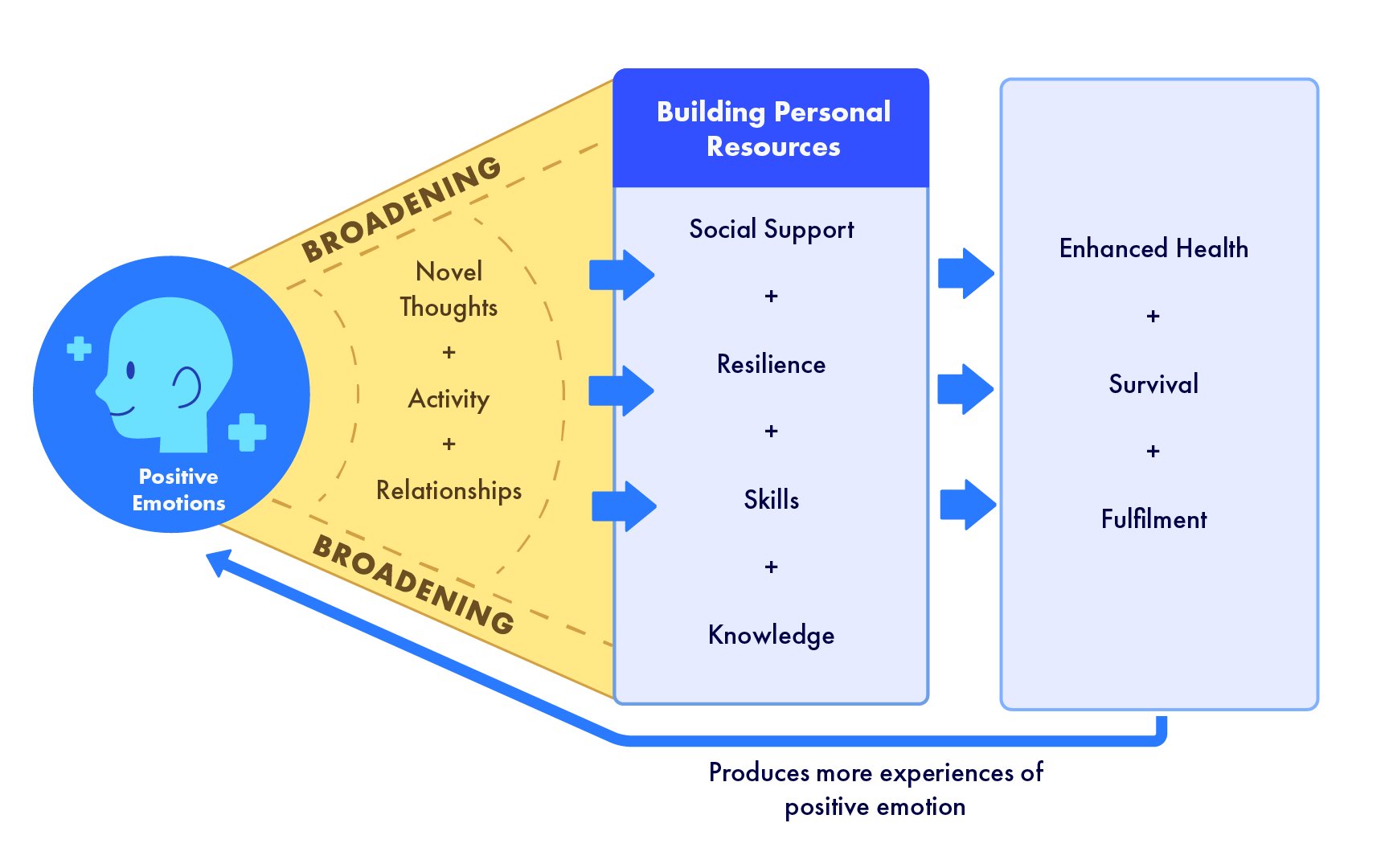 Flow chart of the Broaden-and-Build Theory of Positive Emotions.