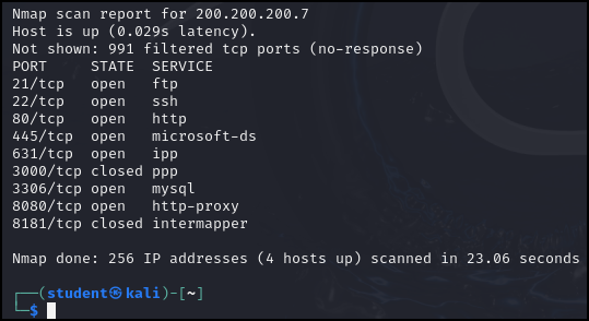 Nmap scan results