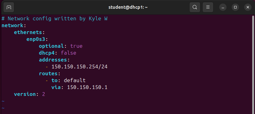 Screenshot of the network configuration file (.yaml)