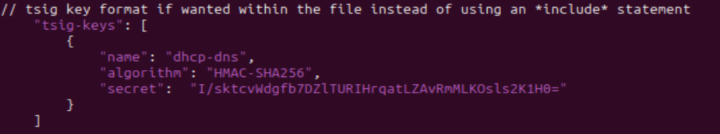 screenshot of tsig key within ddns config file