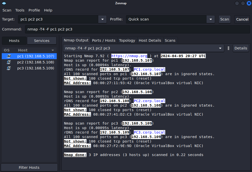 Picture of Zenmap output